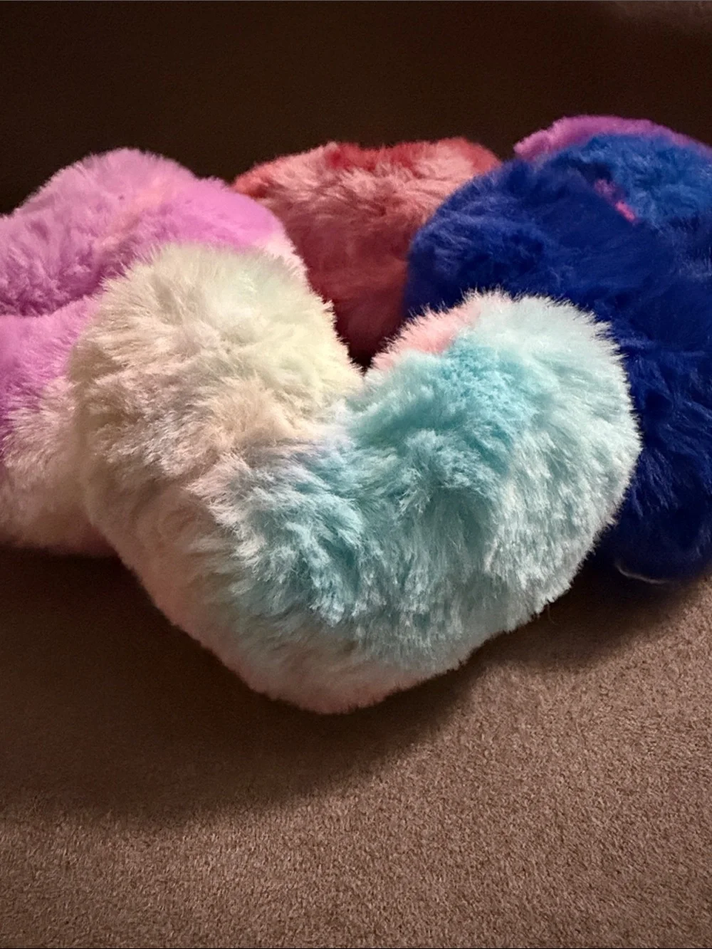 Plush Heart-Shaped Multi-Color Faux Fur Keychains B24